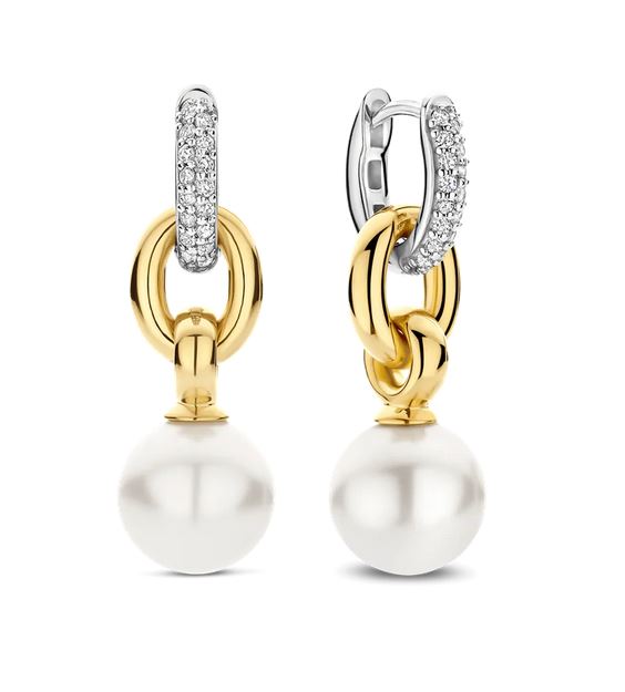 Ti Sento Milano Hoop Earrings Yellow Gold Detail