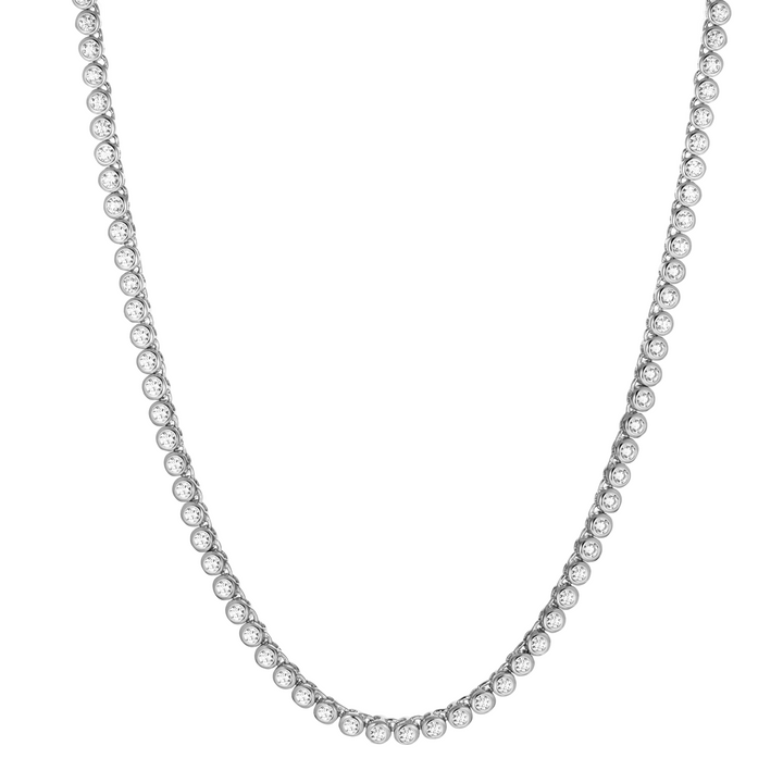 SIF JAKOBS JEWELLERY Necklace Sardinien Grande Necklace made of 925 Sterling silver with rhodium, polished surface and facet cut white zirconia