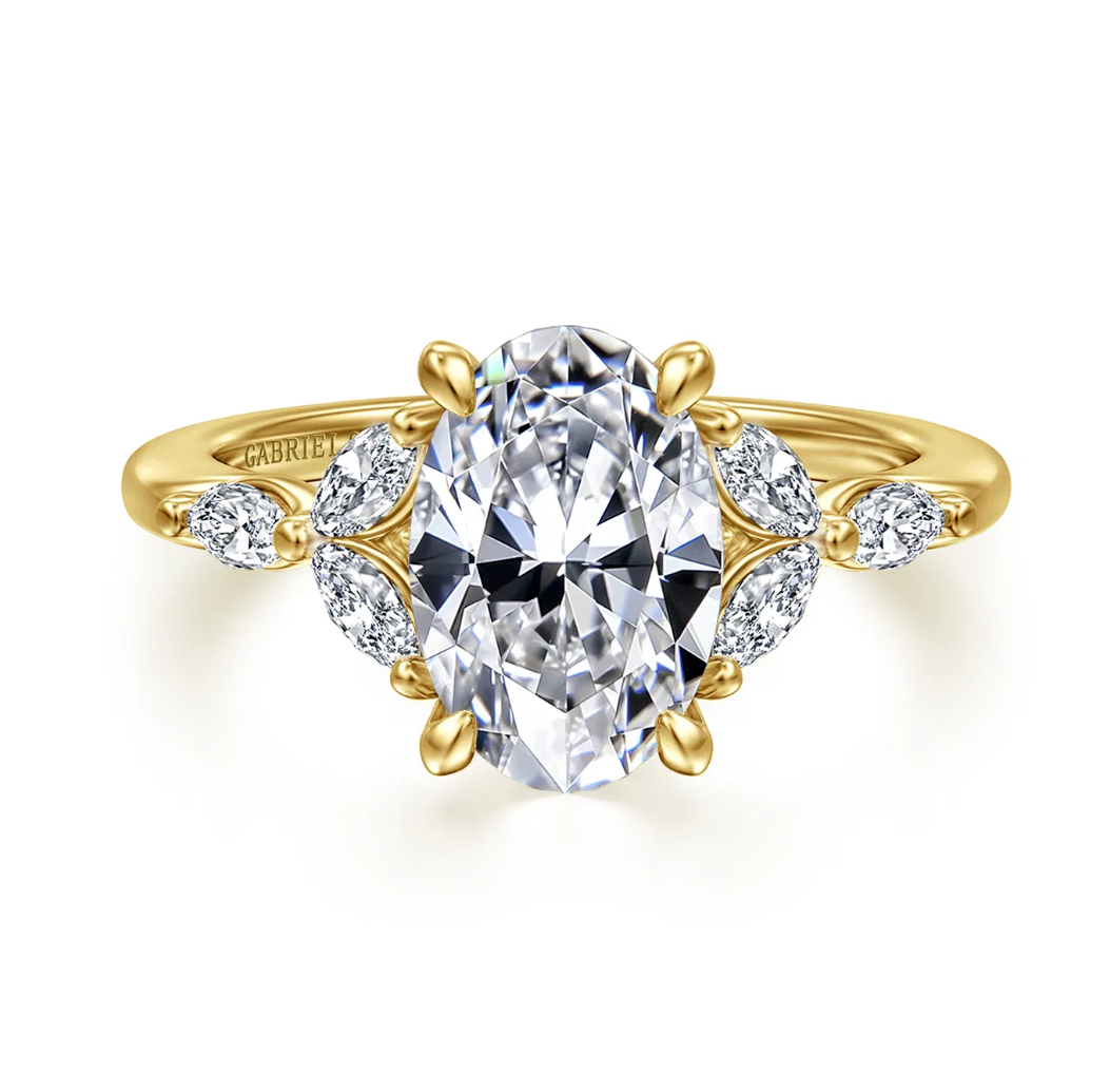 Adella – Bague de fiançailles en or jaune 14K avec diamant ovale