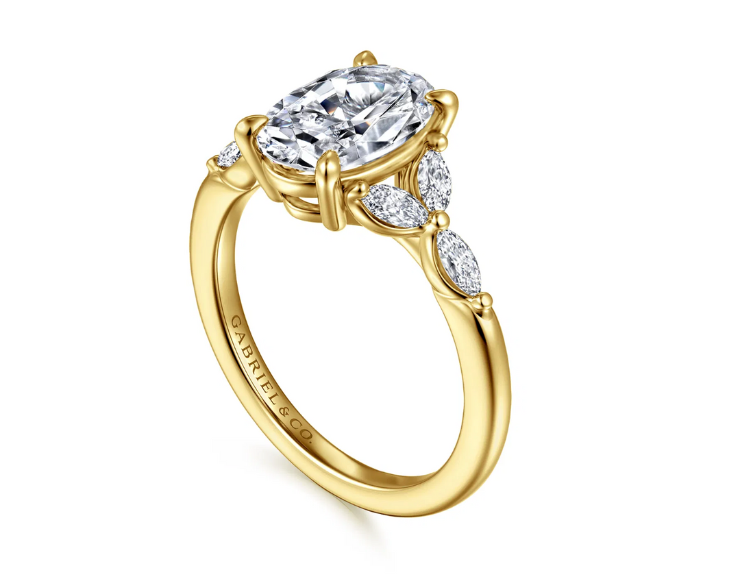 Adella – Bague de fiançailles en or jaune 14K avec diamant ovale