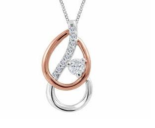 Pendentif Diamant Or Blanc et Rose