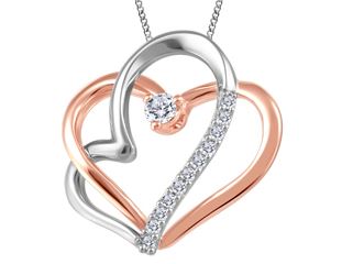Pendentif Diamant Or Blanc et Rose