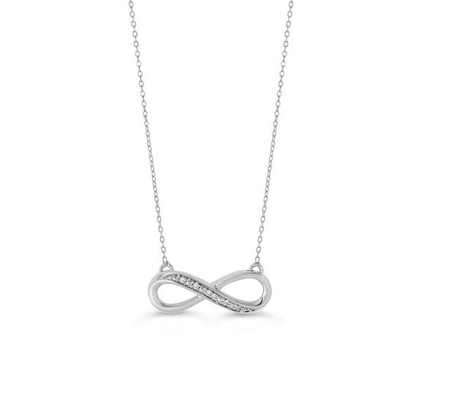 Chaine/pendentif infini 10k blanc diamant 