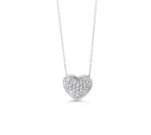 Chaine/pendentif coeur diamant 10k blanc