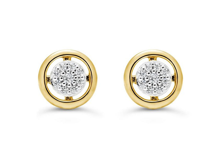 Boucles d'oreilles diamants en or 10k jaune et blanc