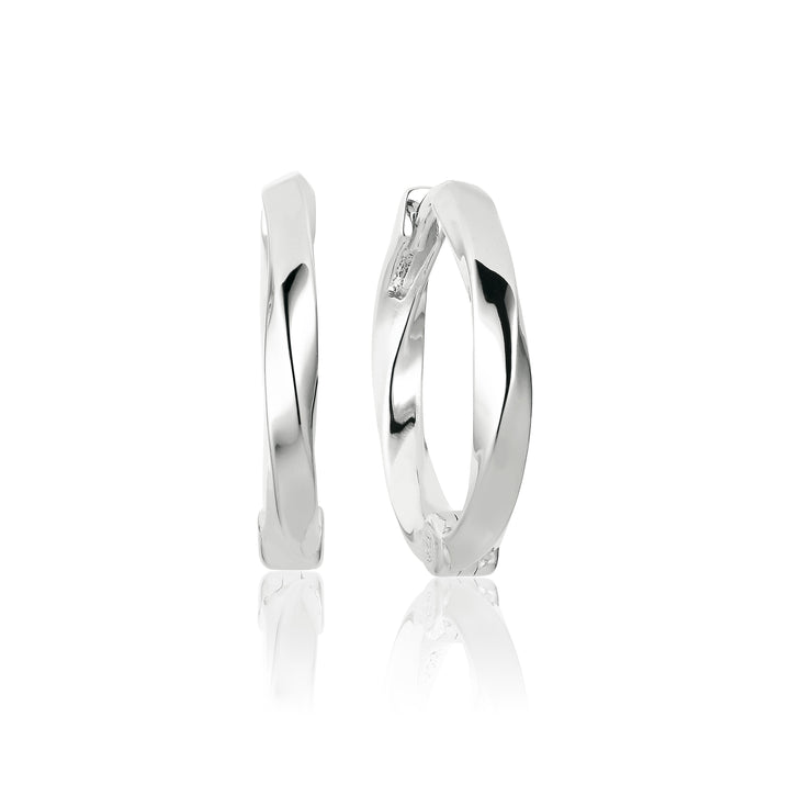 Earrings made of 925 Sterling silver with rhodium, polished surface.