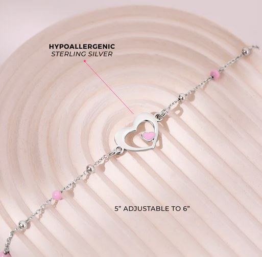 Bracelet enfant argent .925 Coeur Émail