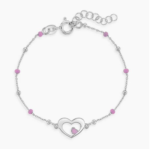 Bracelet enfant argent .925 Coeur Émail