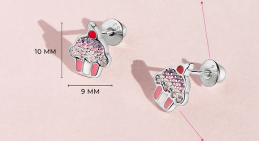 Boucles d'oreilles ARGENT .925 Cupcake
