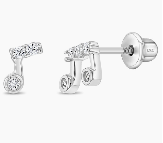 Boucles d'oreilles ARGENT .925 note de musique