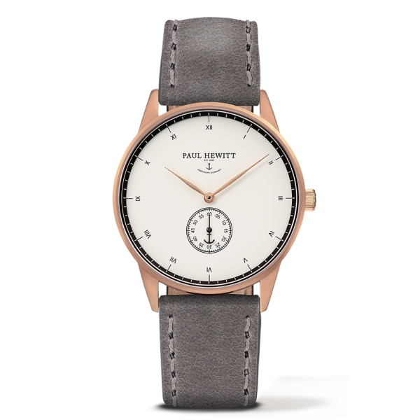 Montre Paul Hewitt SIGNATURE White Ocean Rose Gold Grey Leather