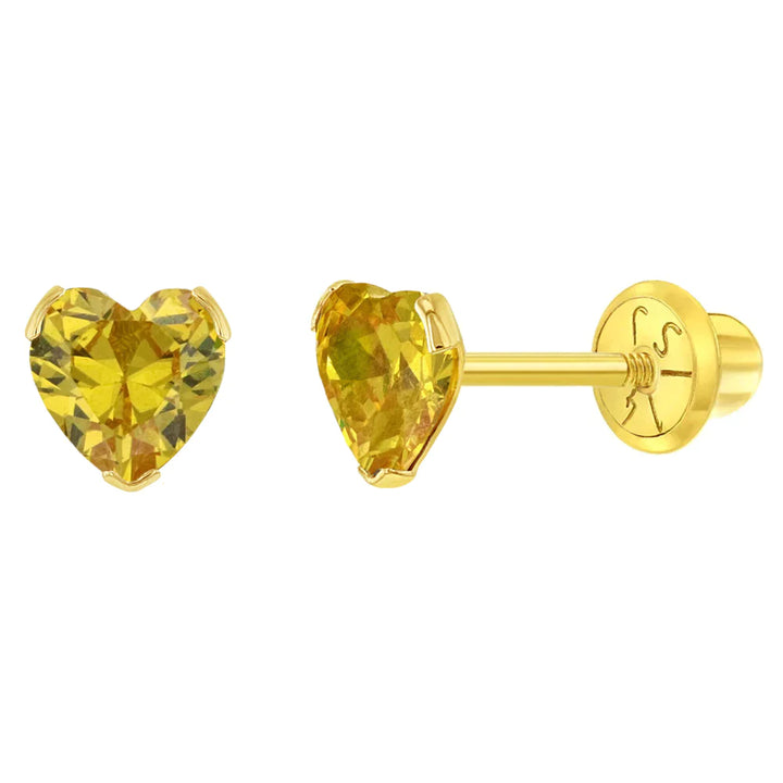 Boucles d'oreilles 14k jaune COEUR cz